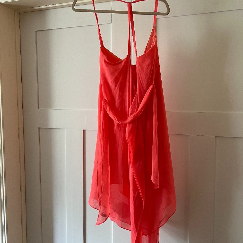 Red flowy tie dress